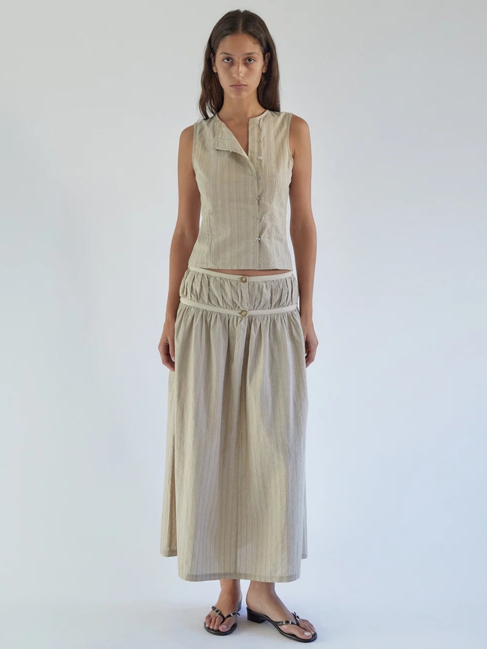 Paloma Wool Tan Striped Skirt and Tank Set (skirt and tank)